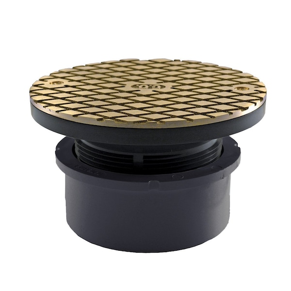 Jones Stephens 4in. PVC Hub Fit Base Cleanout with 3-1/2in. Plastic Spud and 5in. Nickel Bronze Cover C59202 - main
